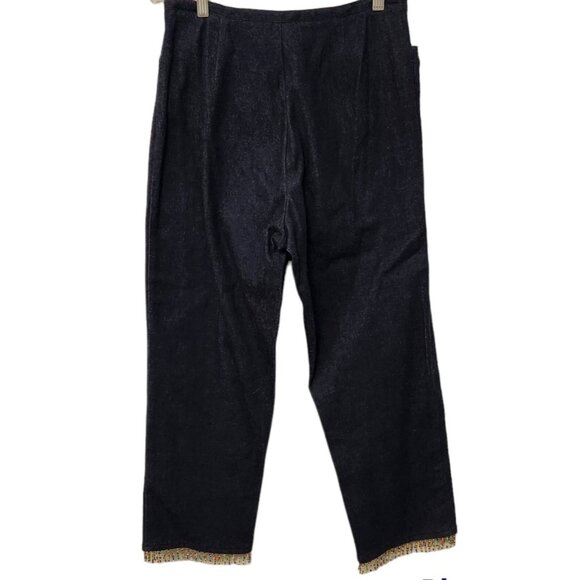 David Paul Denim Capri Pants Stretch Bead Accent Hem Womens Sizes 8 EUC - Picture 2 of 14
